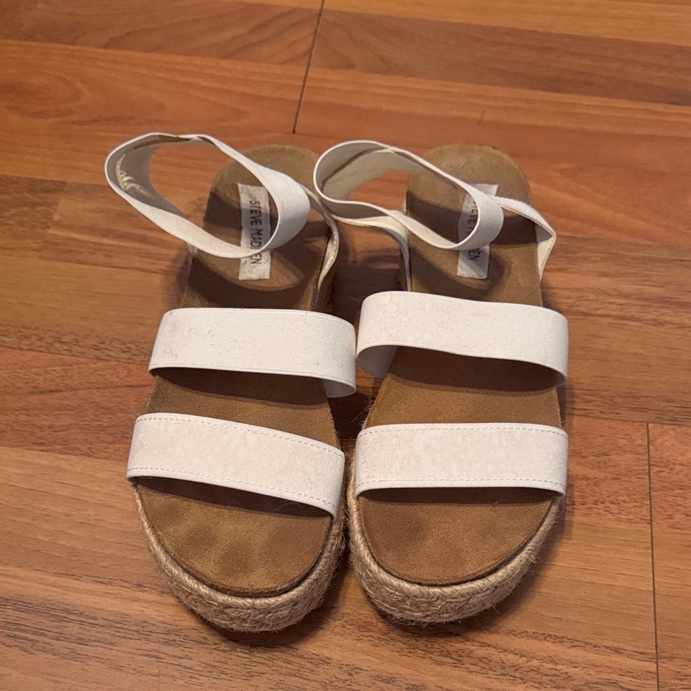 Steve Madden White Platform Sandals